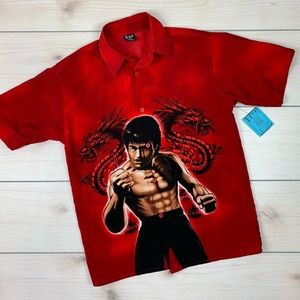 Awesome Kong Fu button up. Bright red
